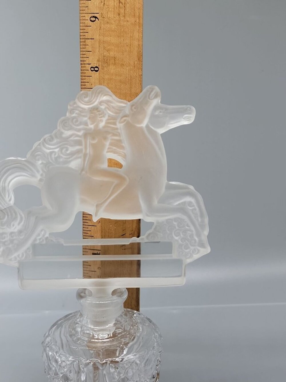 Lady Godiva Crystal Perfume Bottle Czechoslovakia Nude Horseback Stopper 1930s - Picture 14 of 16